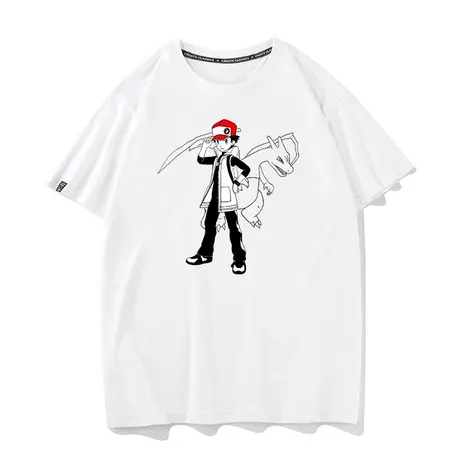 秀洛宠物小精灵周边衣服小火龙小智卡通动漫纯棉t恤短袖半袖体恤商品大图