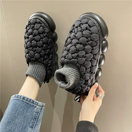 新款棉拖鞋女包跟秋冬季保暖加绒室内家居情侣棉拖鞋女士冬天外穿商品大图