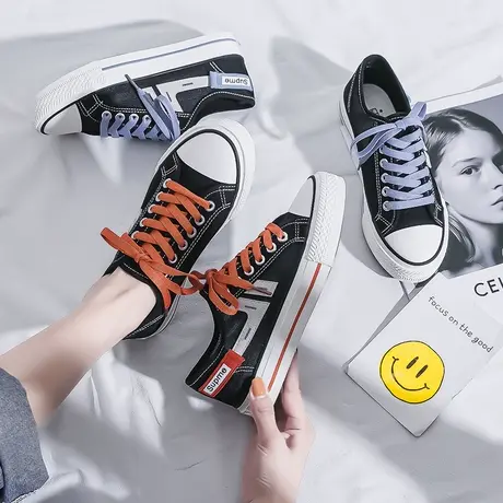 低帮帆布鞋女学生韩版2021春夏新款ins街拍潮鞋学生百搭平底板鞋商品大图