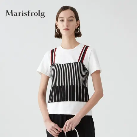 Marisfrolg玛丝菲尔女装2021年夏季新款修身短款针织小吊带背心图片