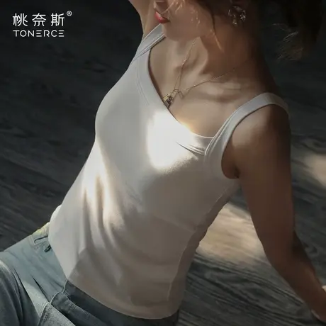 吊带背心女夏季外穿带胸垫上衣白色设计感小众薄款美背打底衫内搭商品大图