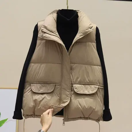 欧洲站2023秋冬新款羽绒棉马甲女短款宽松轻薄马夹坎肩上衣外套潮商品大图