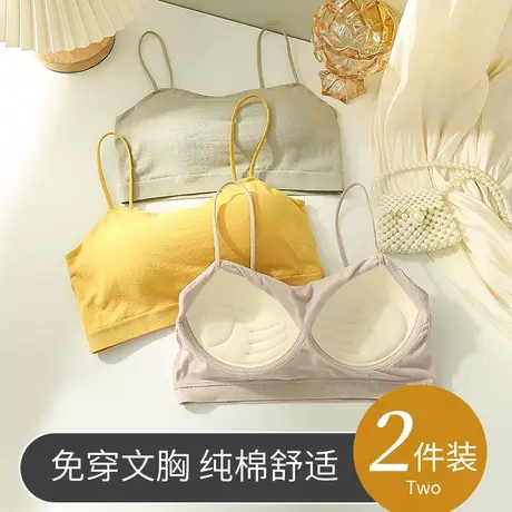 美背内衣女夏季薄款吊带胸垫一体式抹胸背心纯棉小胸聚拢文胸裹胸图片