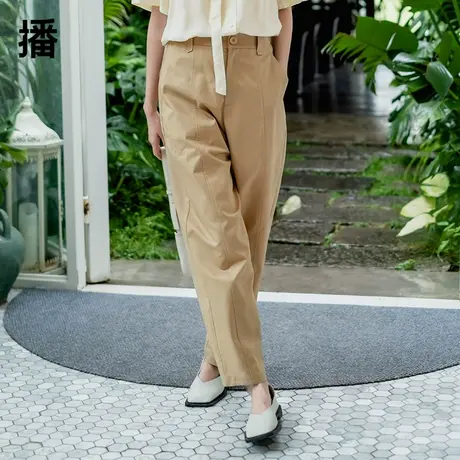播休闲裤女2023秋冬新款通勤简约哈伦裤萝卜裤长裤DDQ4KD5001影依商品大图