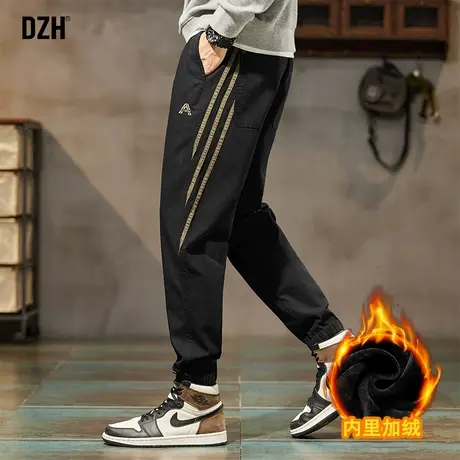 男士黑色裤子男冬季加绒加厚束脚休闲裤美式哈伦裤胖子男装潮大码商品大图