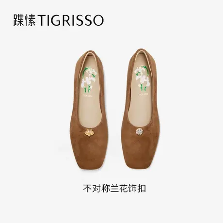 铃兰蹀愫25年秋新款兰花平底浅口单鞋新中式配裙子女鞋TA65507-51图片