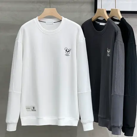 卫衣男潮ins潮牌拼接情侣装圆领上衣服男士外套春季2023新款宽松图片