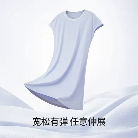 茜施尔2025新款凉感棉睡裙女中长款无袖慵懒风圆领家居服夏薄款S商品大图