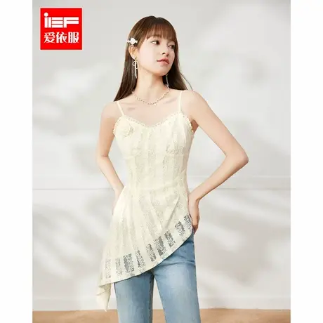 IEF/爱依服2025夏季新款法式纯欲浪漫度假风设计感修身吊带上衣图片