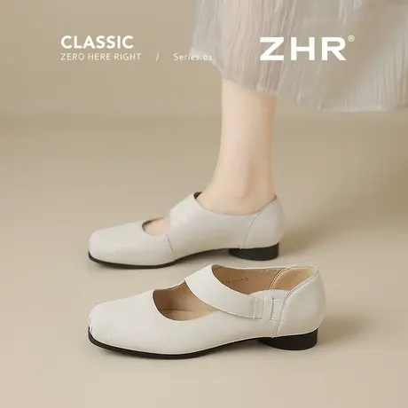 ZHR玛丽珍鞋女2025夏新款方头软底猪鼻鞋配裙子法式芭蕾浅口单鞋图片