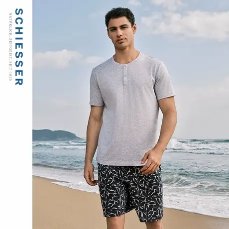 SCHIESSER舒雅男士纯棉柔软亲肤透气条纹睡衣家居服套装22558H图片