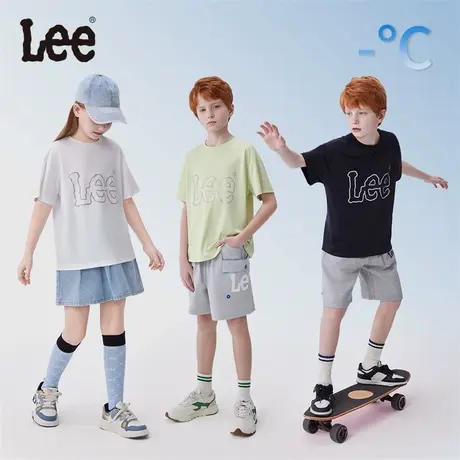 lee凉感系列女孩短袖t恤2025新款夏季儿童衣服宽松孩子衣服圆领商品大图