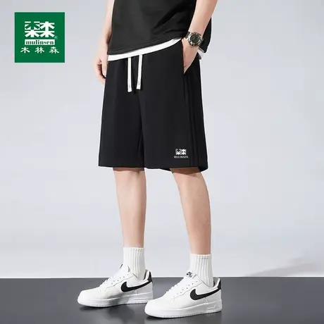 木林森休闲短裤男士夏季宽松直筒重磅运动裤子美式纯色百搭五分裤图片