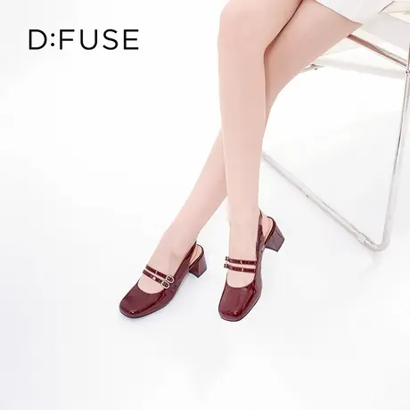 【昕怡粉丝专享】DFuse春夏款银色玛丽珍粗高跟平底单鞋女图片