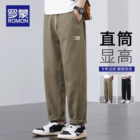 罗蒙裤子男生美式工装裤潮牌宽松直筒2025新款休闲纯棉卡其色长裤商品大图