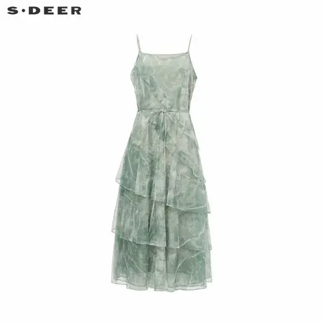 【直播间专属】sdeer圣迪奥田园风晕染收腰吊带连衣裙S242Z12E4商品大图
