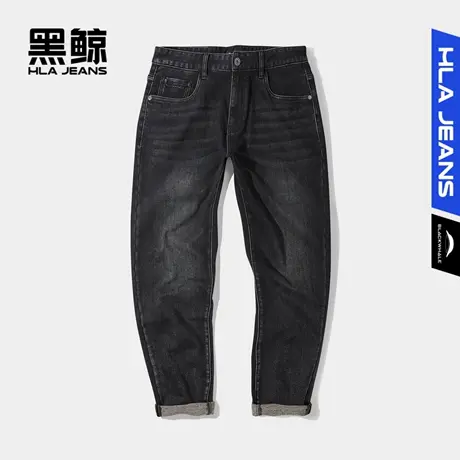 黑鲸HLAJEANS海澜之家旗下潮牌加厚保暖牛仔裤男磨毛内里图片
