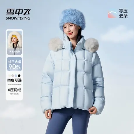 雪中飞短款羽绒服立领带帽简约休闲轻巧时尚冬季必备保暖可爱外套商品大图