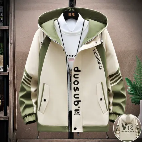 工装夹克男士2023春秋季初中学生外套青少年男装帅气褂子春天上衣商品大图