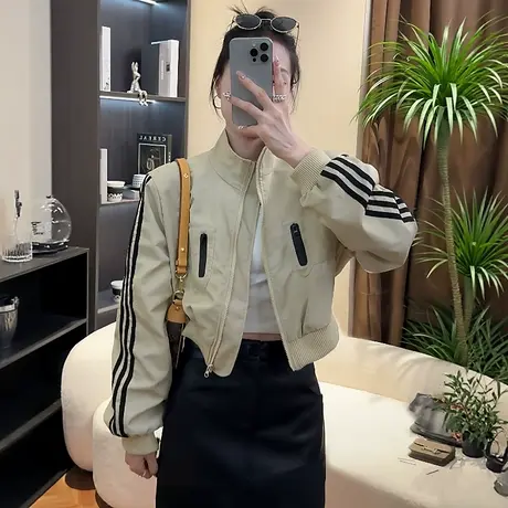 欧货立领棒球服外套女短款2025春秋新款休闲百搭夹克小个子上衣潮商品大图