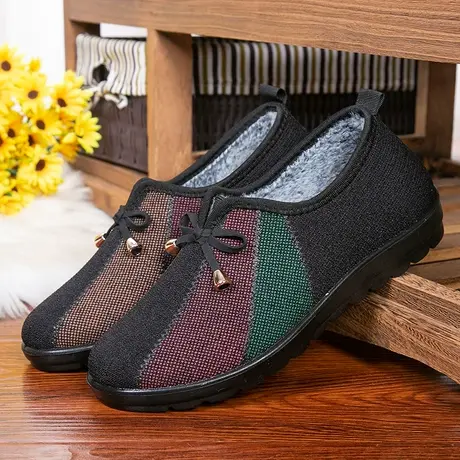 老人棉鞋女防滑保暖冬季加绒中老年奶奶二棉老北京布鞋老太太鞋商品大图