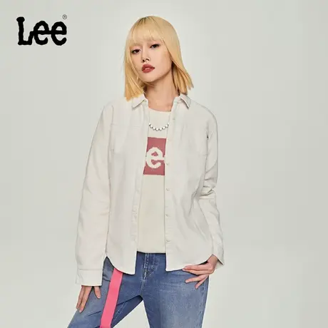 Lee商场同款23秋冬新品修身版乳白色灯芯绒衬衫女潮LWT0067296NB图片