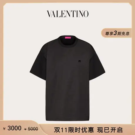 【限时优惠】华伦天奴VALENTINO男士棉质和尼龙铆钉装饰T恤商品大图