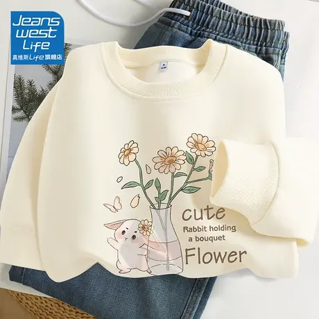 真维斯LIFE圆领卫衣女秋季新款2023爆款设计感小众韩系学院风外套商品大图