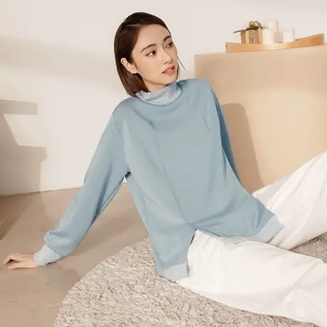 桔熊秋冬季休闲不易皱太空棉卫衣保暖高领长袖上衣女大码AB18078商品大图