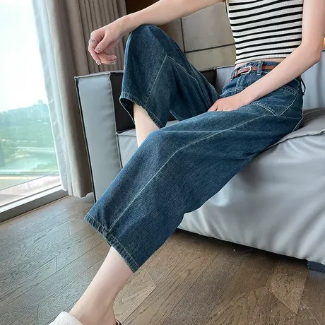 七分香蕉裤女夏季薄款高腰显瘦宽松小个子八分裤子老爹哈伦牛仔裤商品大图