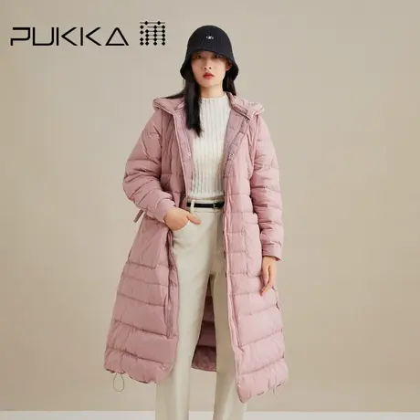 蒲PUKKA 连帽A型羽绒服女年冬装新品长款加厚保暖外套图片