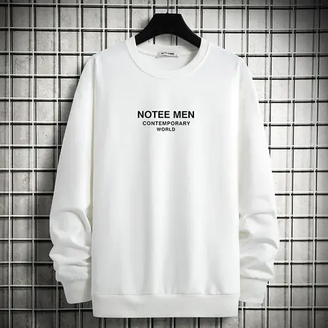 男生卫衣2024年新款春季白色韩版潮流宽松圆领长袖无帽衫休闲百搭商品大图