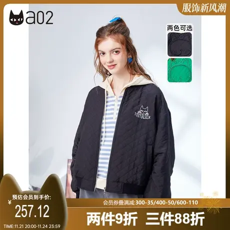 a02夹棉外套女秋季新款潮酷宽松薄款棉服休闲简约外搭棒球服商品大图