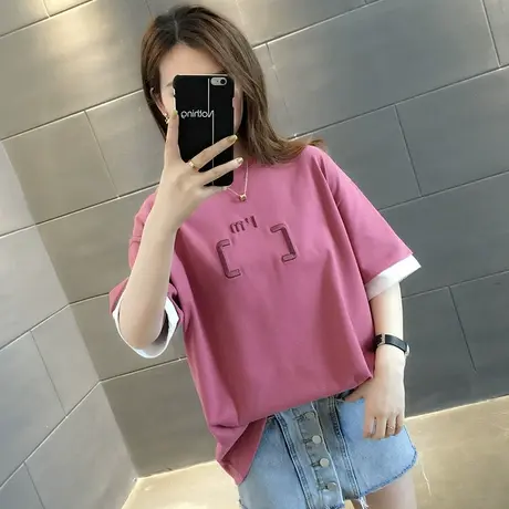 女装2024年新款春季春装纯棉短袖T恤宽松上衣服设计感打底衫爆款图片