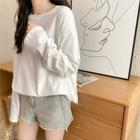chic长袖t恤女初秋衣内搭春秋冬季洋气打底衫2024年新款白色上衣商品大图