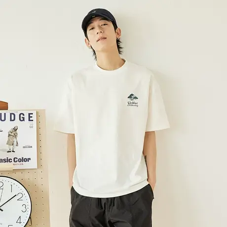 宽松短袖胶印男款2023夏季新款t恤潮牌潮流白色半袖衣服图片