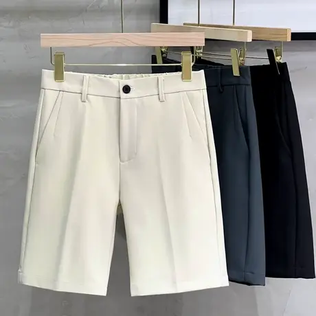 短裤男西装裤五分裤宽松西裤夏季薄款韩版潮流冰丝卡其休闲中裤男商品大图