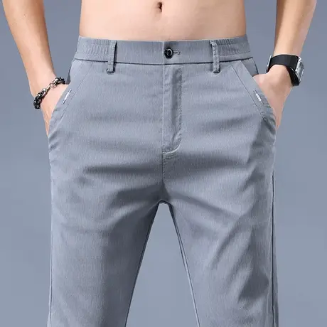 夏季薄款休闲裤男士直筒宽松上班工作西服冰丝西装西裤男裤子男款商品大图