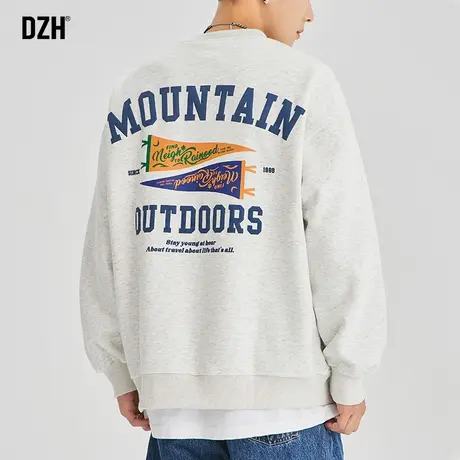 男士重磅卫衣男潮牌宽松男装2023年秋季圆领白色内搭打底衫长袖男商品大图