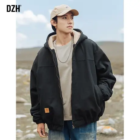 男士羊羔绒棉衣外套男秋冬高级感加绒加厚工装棉袄夹克男款情侣装商品大图