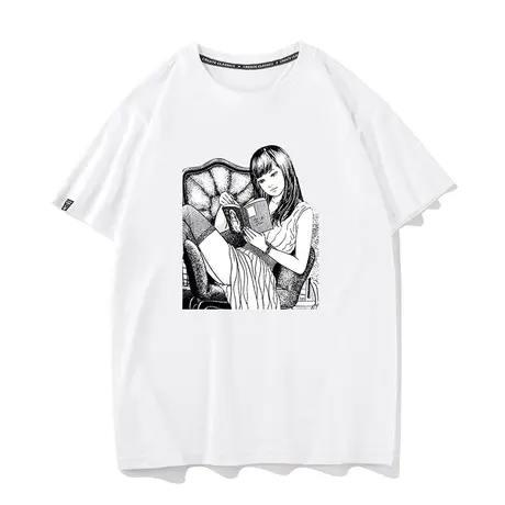 秀洛伊藤润二联名暗黑系打底衫川上富江夏季短袖t恤宽松半袖体恤商品大图