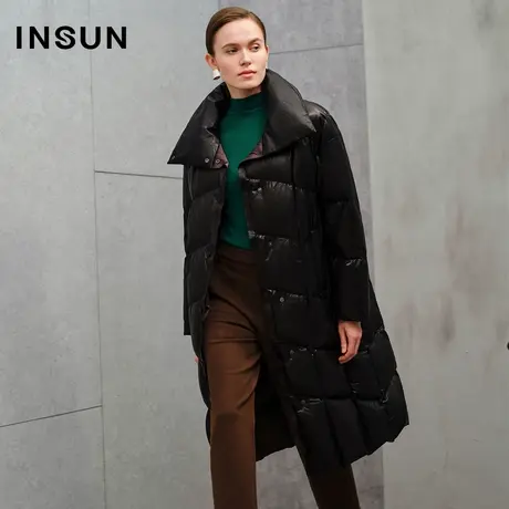INSUN恩裳线上专选冬季风衣式中长款绵羊皮羽绒服商品大图