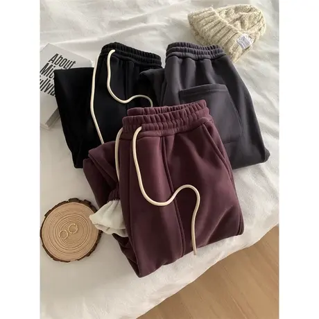 高腰抽绳运动休闲裤女2023秋冬季新款宽松韩版百搭阔腿束脚哈伦裤图片