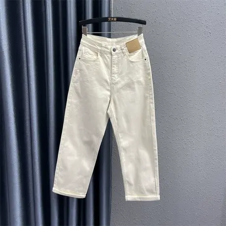 欧货贴布直筒裤女24春季新款个性字母刺绣设计感时尚百搭牛仔长裤图片