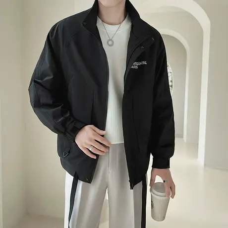 秋季外套2023新款立领大口袋夹克潮男痞帅高级感宽松休闲工装上衣商品大图