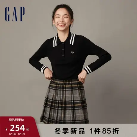Gap女装早春LOGO学院风POLO领针织衫宽松高级时尚休闲毛衣836344图片