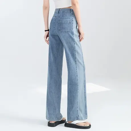 高腰阔腿牛仔裤女2024新款春夏薄款休闲直筒裤垂感高级感浅色裤子图片