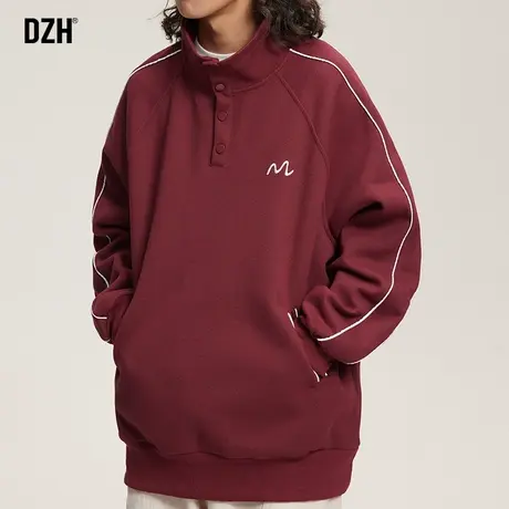 男生国潮卫衣男2024年春季宽松红色龙年外套情侣款美式立领上衣服商品大图