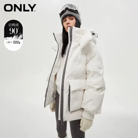 【上新】ONLY奥莱冬季新款90白鸭绒宽松连帽保暖口袋羽绒服女商品大图