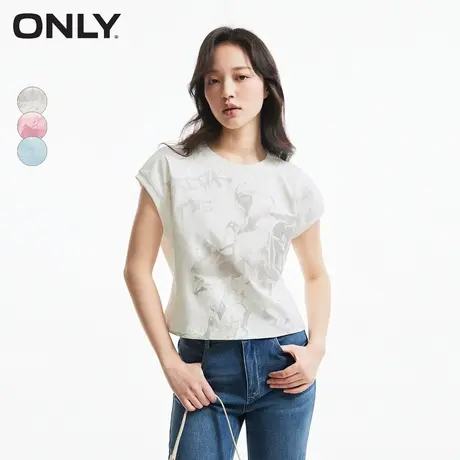 ONLY奥莱春季新款潮流时尚印花圆领落肩无袖短款T恤女商品大图